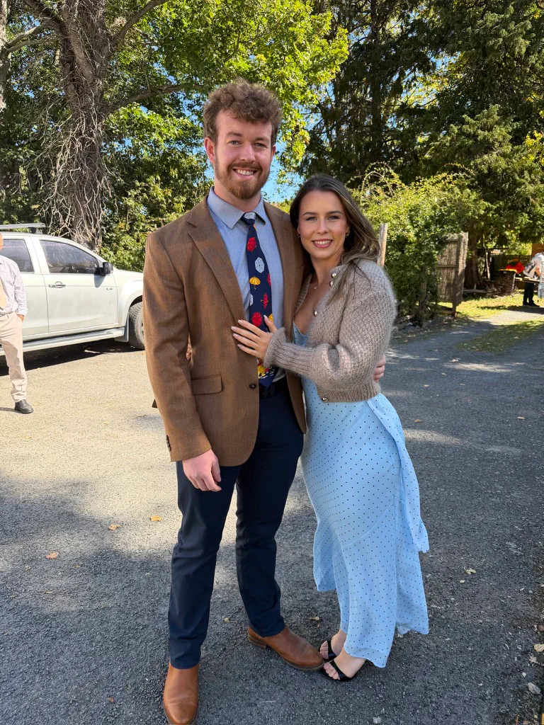 James and Abigail all dressed up for Abigail's brother's wedding.